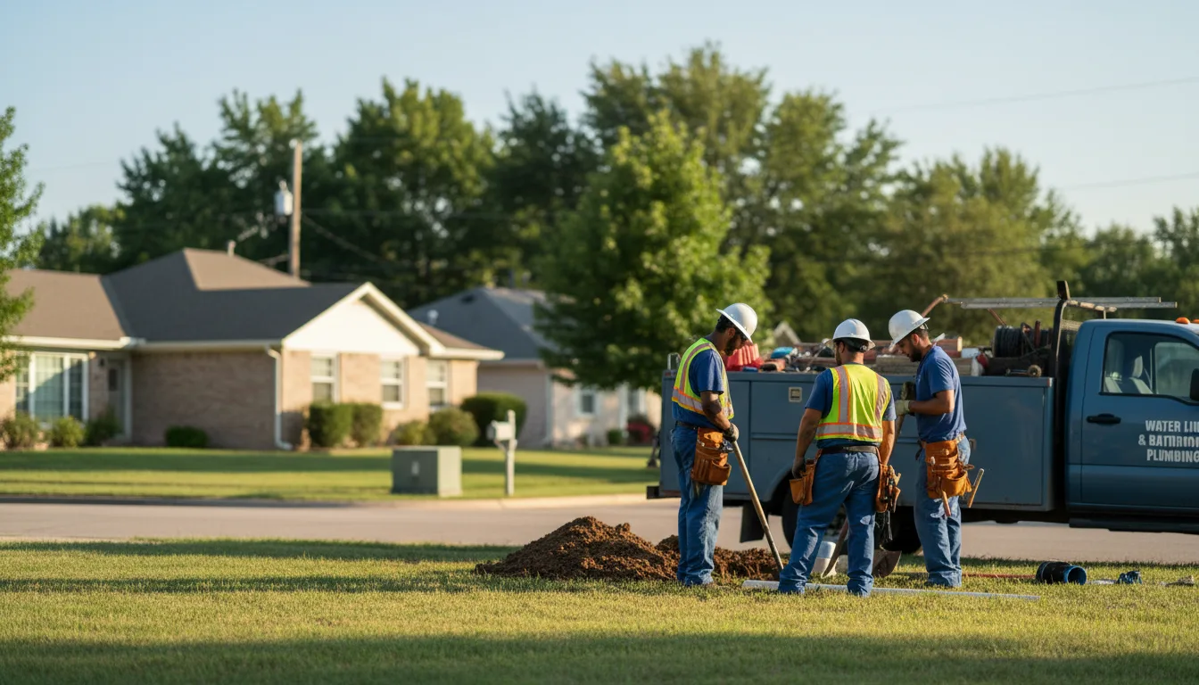 Residential water line and bathroom plumbing service in Reydon, OK
